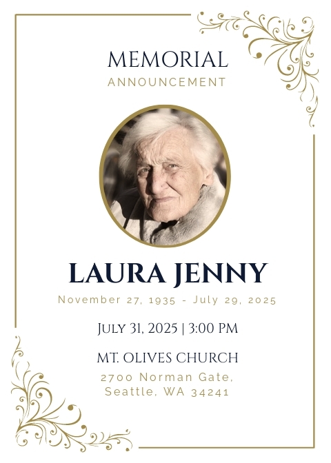 Funeral Announcement Memorial Service Invitation Template Google Docs 