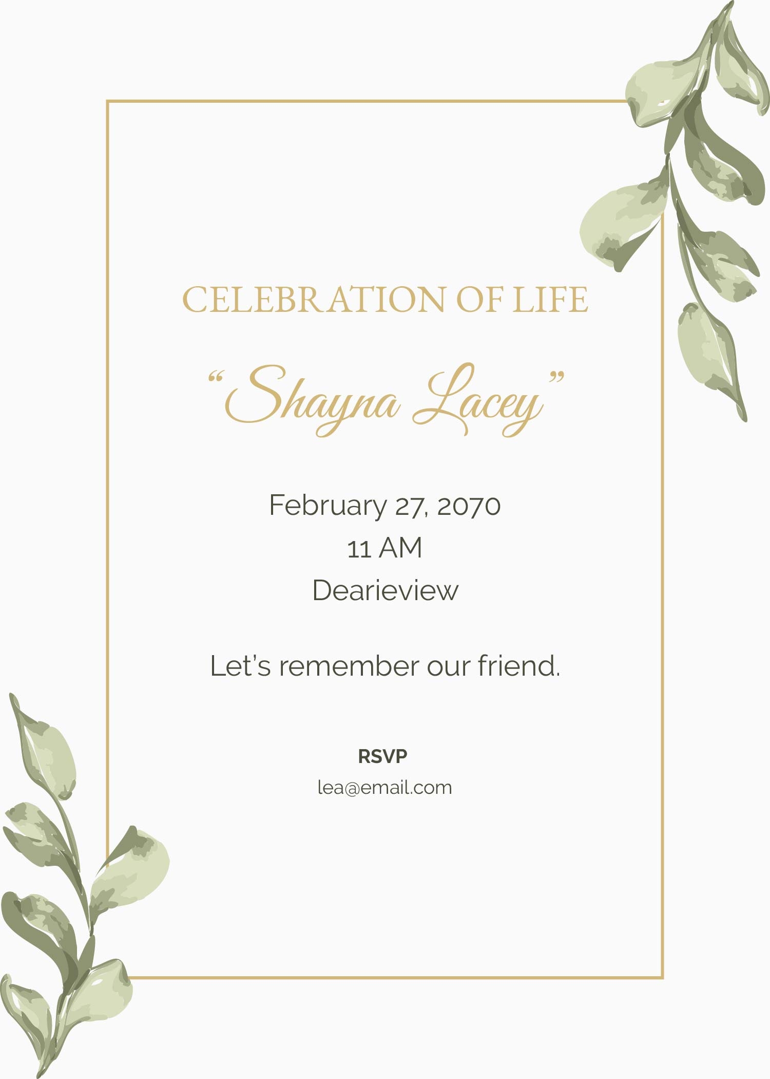 Funeral Celebration Of Life Invitation Template In PSD Illustrator 