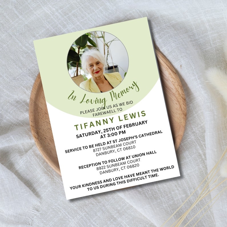 Funeral Invite Template Funeral Announcement Memorial Service 