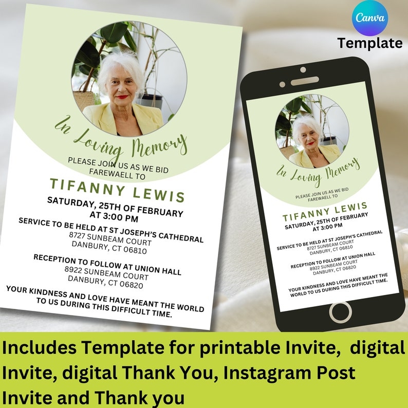 Funeral Invite Template Funeral Announcement Memorial Service 