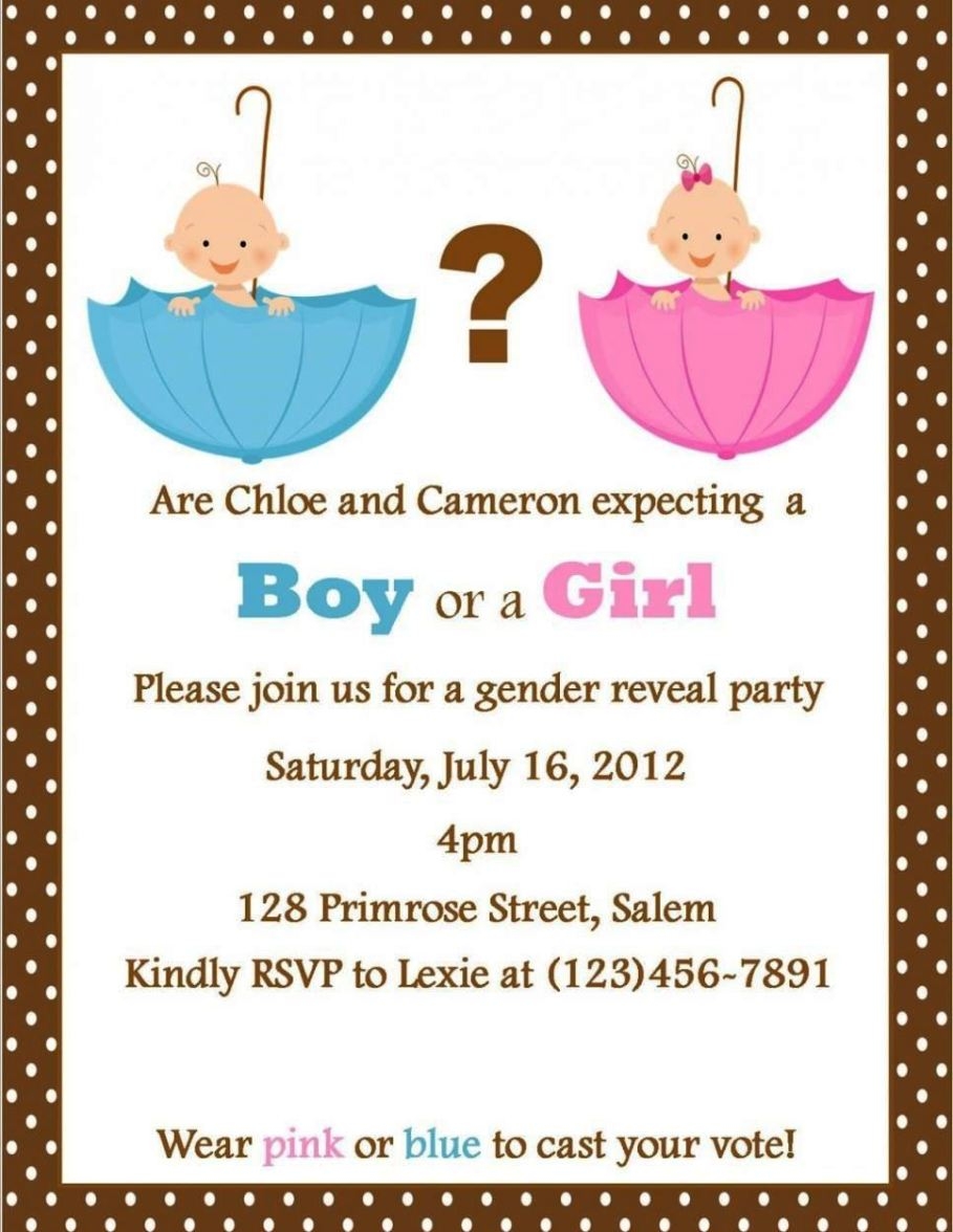 Gender Reveal Party Invitation Template SampleTemplatess 
