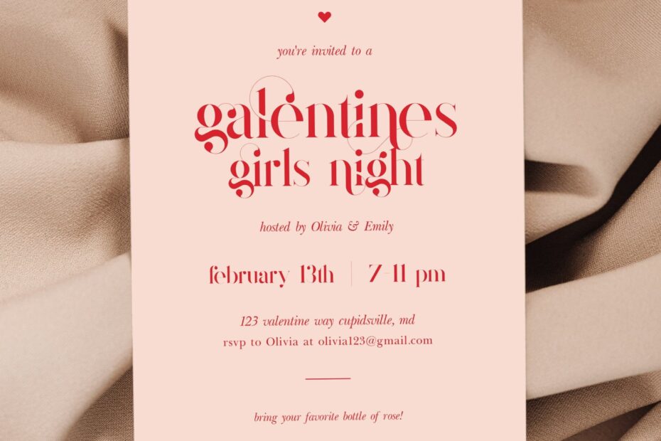 Glam Galentine 39 s Day Invitation Template Bold Red Valentines Invite