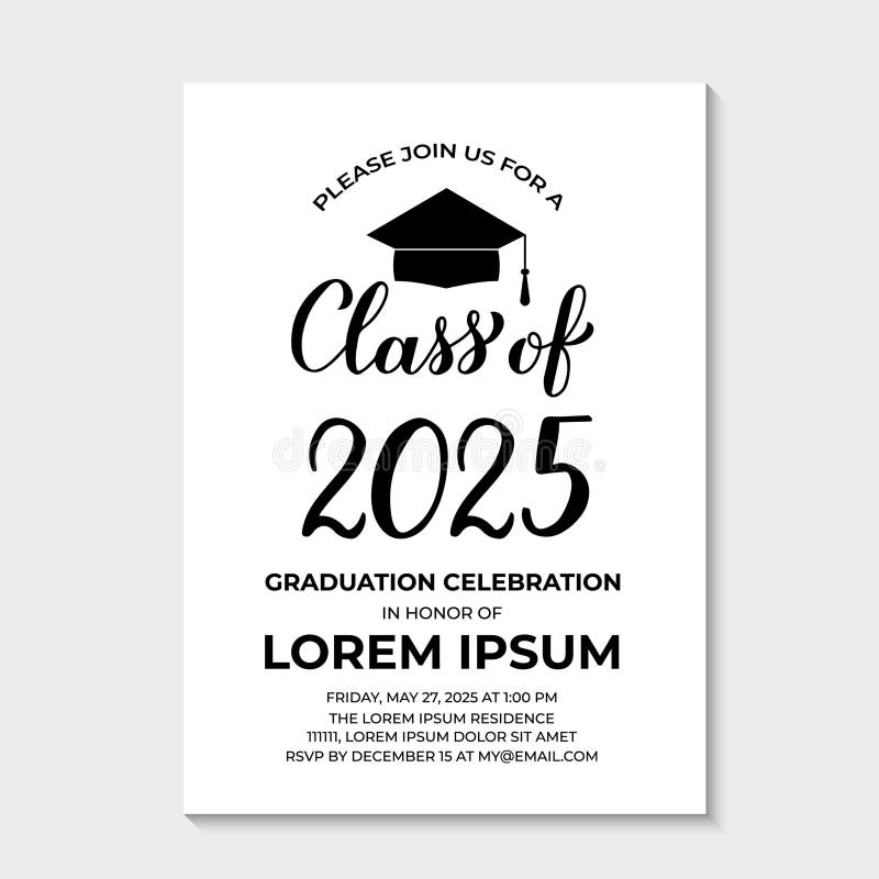 Graduation Party Invitation Card Template Black And White Grad Party 
