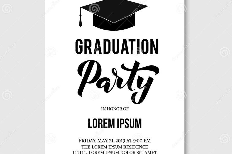 Graduation Party Invitation Card Template Black And White Grad Party