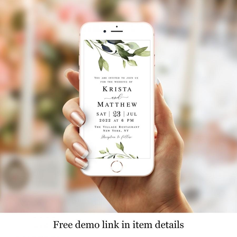 Greenery Wedding Evite Electronic Invitation Template Text Message 