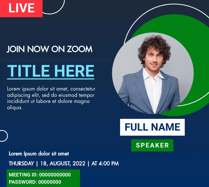 Guest Speaker Meeting Greeting Zoom Invitation Session Poster Template