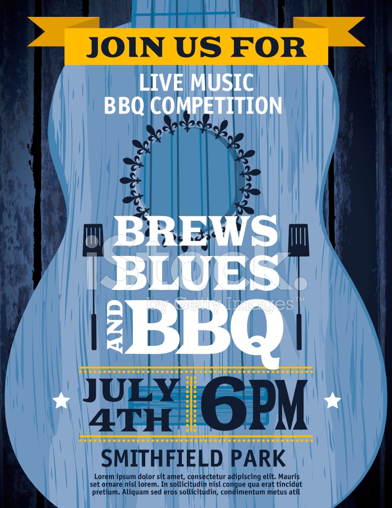 Guitar Music Barbecue Event Invitation Template Stock Photo Royalty 