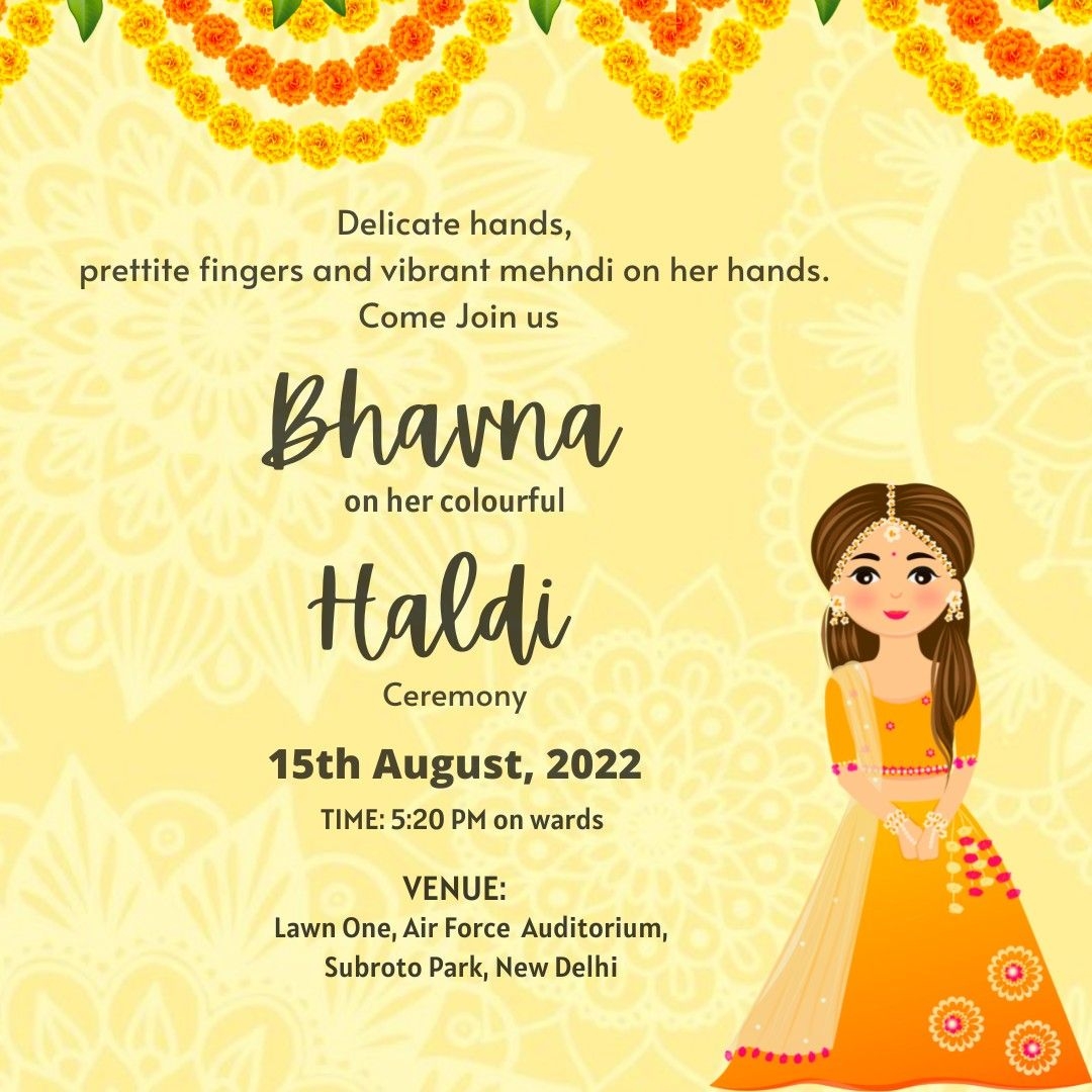 Haldi Digital Invitation Card Wedding Invitation Cards Indian 