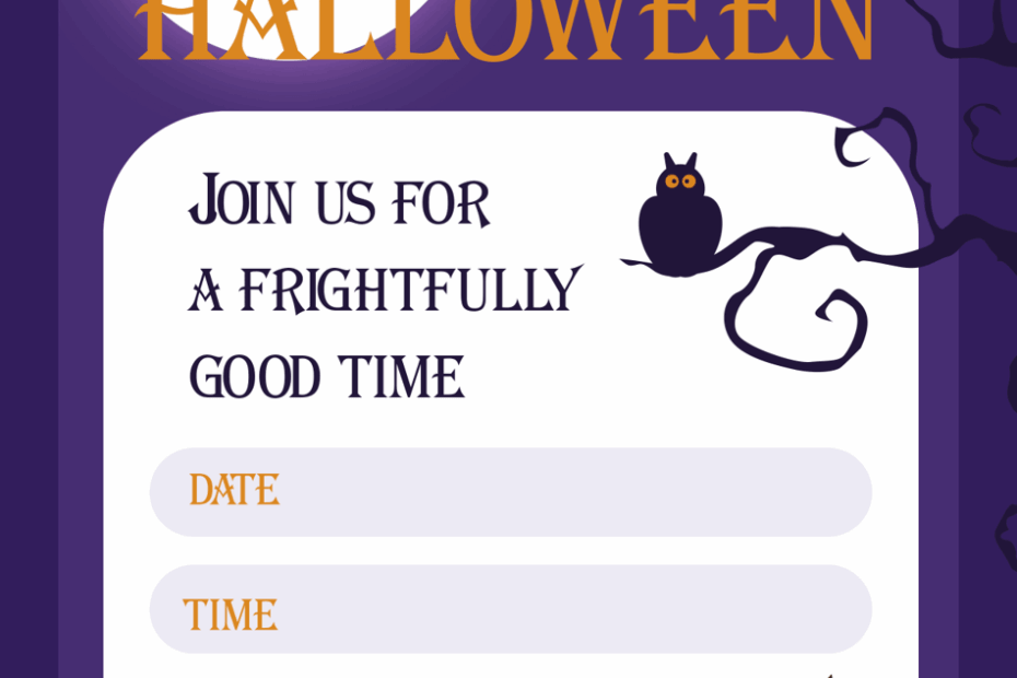 Halloween Party Invitation Template Violet Download Printable PDF