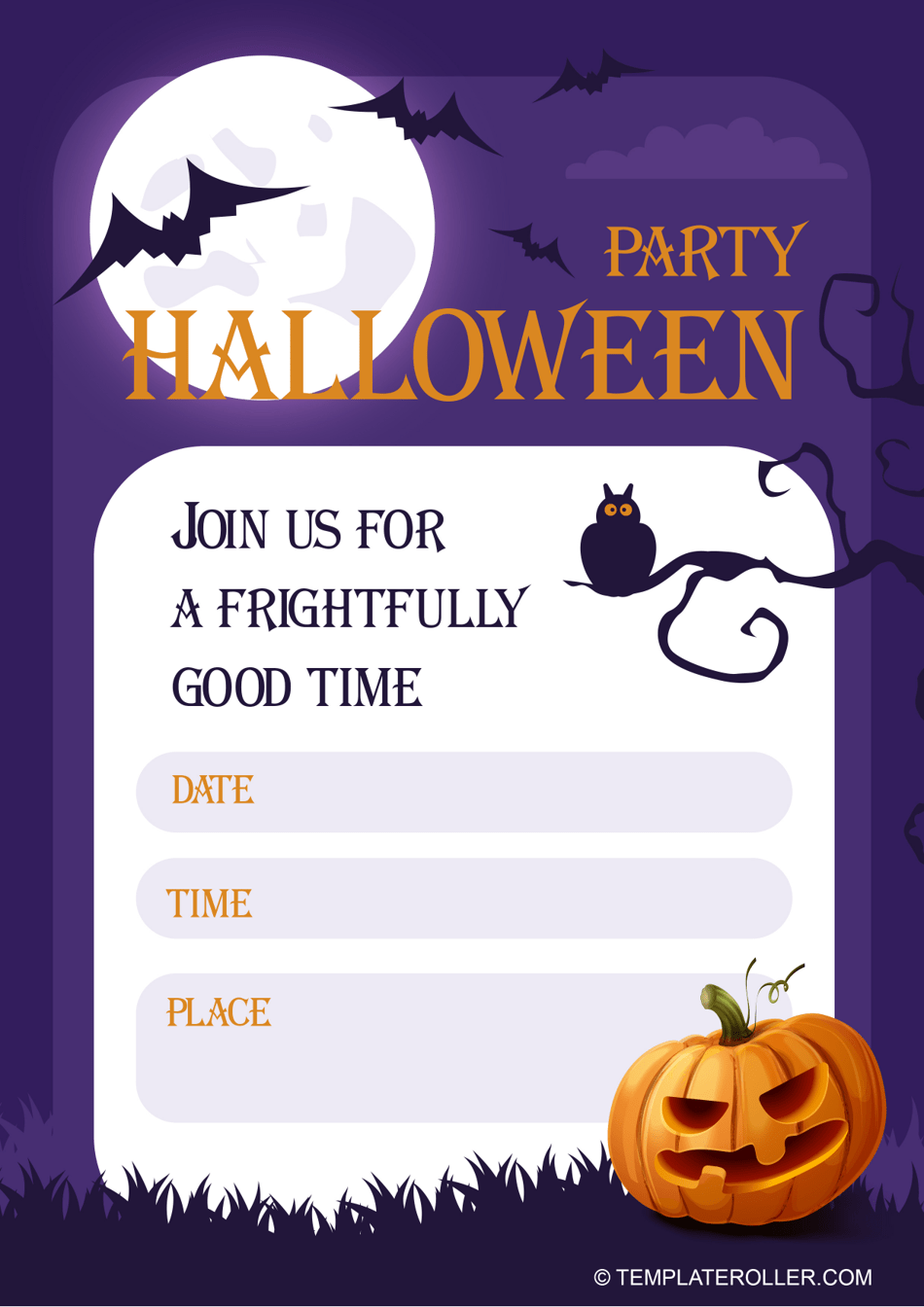 Halloween Party Invitation Template Violet Download Printable PDF 