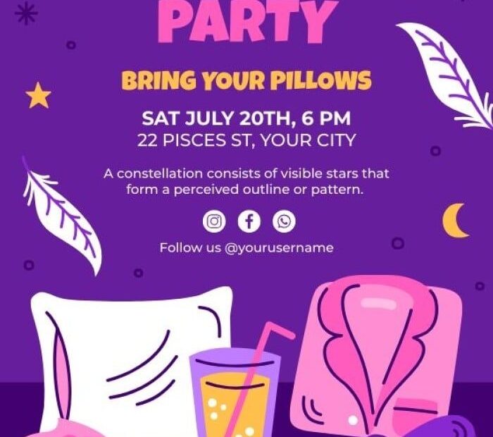 Hand drawn Bring Your Pillows Pajama Party Invitation Party Invite
