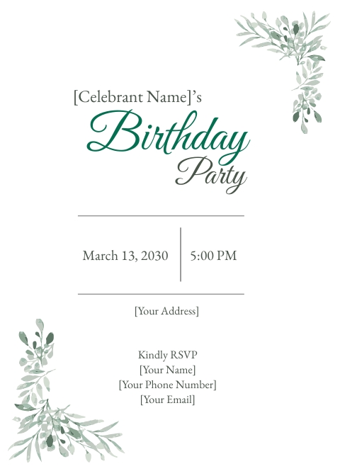 Happy Birthday Invitation Card Templates Edit Online Download 