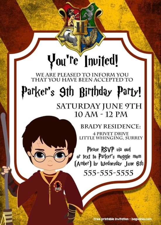 Harry Potter Birthday Invitation Template