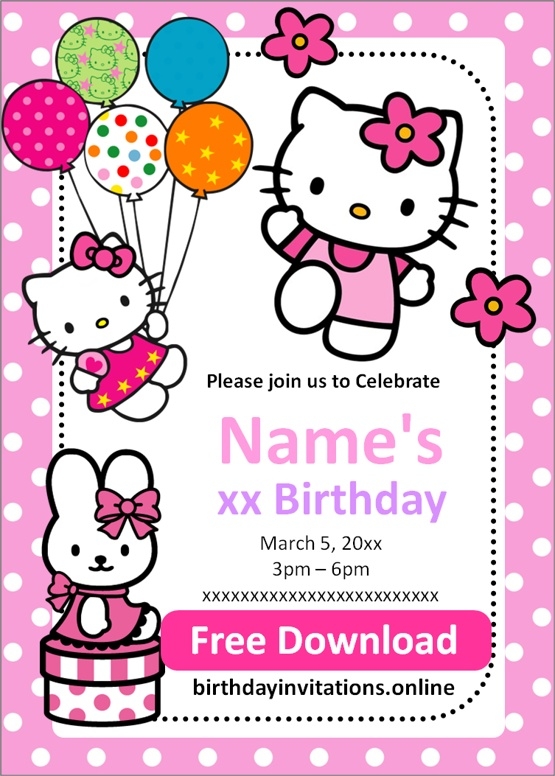 Hello Kitty Birthday Invitation Editable Clip Art Library 49 OFF