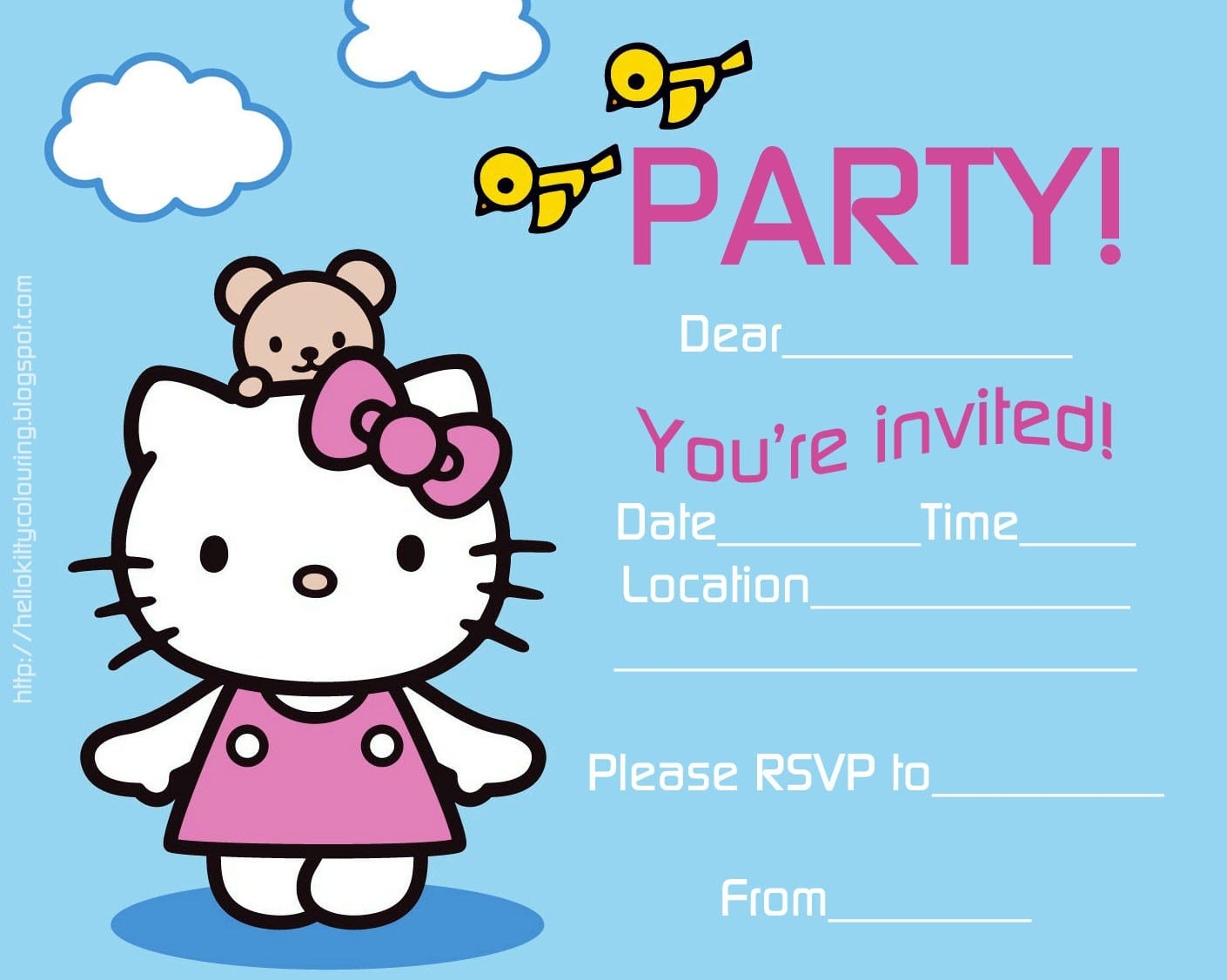 Hello Kitty Free Invitation Template