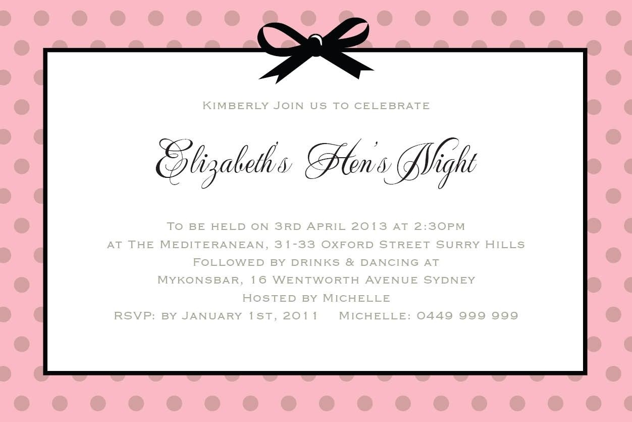 Hens Night Invite Template Printable Calendars AT A GLANCE
