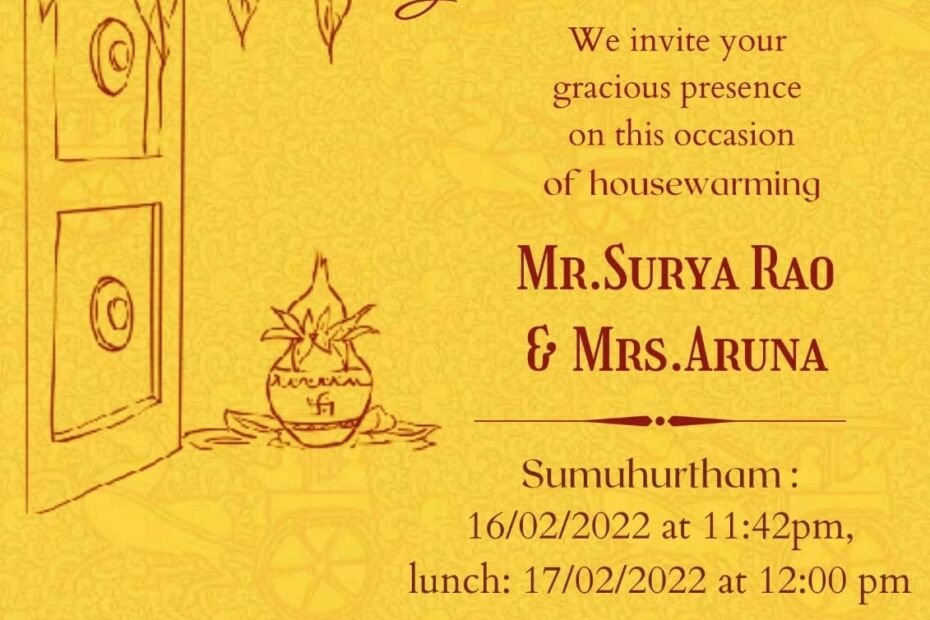 Hindu House Warming Invitation Card telugu House Warming Invitations