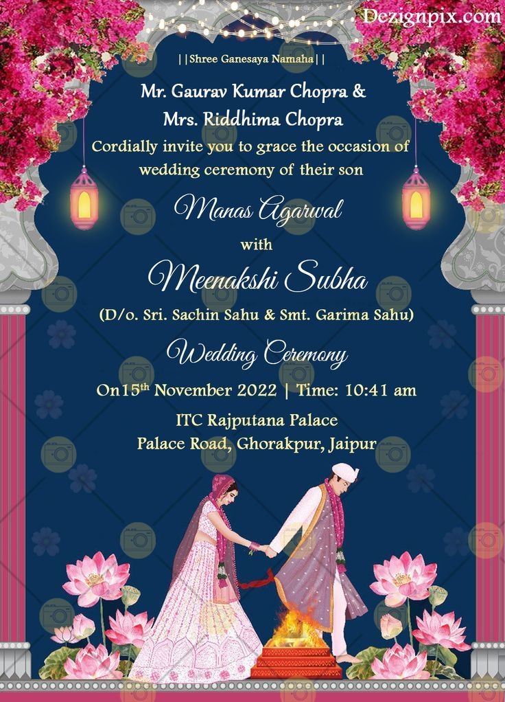 Hindu Wedding Invitation Card Indian Wedding Invitation Card Wedding 