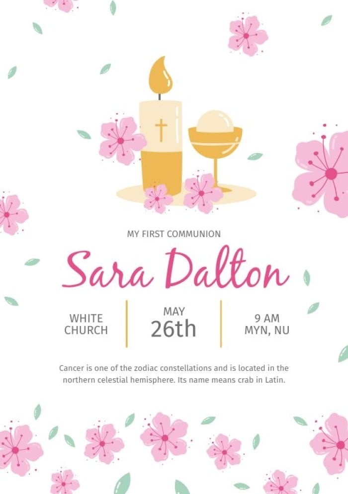 Holy Communion Invitation Design Template Vector Image 58 OFF