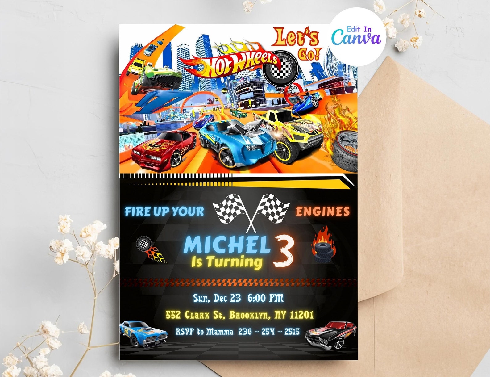 Hot Wheels Invitation Template Hot Car Wheel Invitation Race Cars 