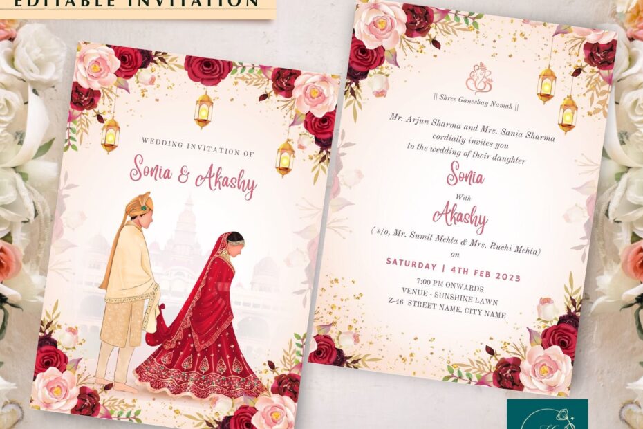 Indian Wedding Invitation Template Editable Wedding Etsy Hindu