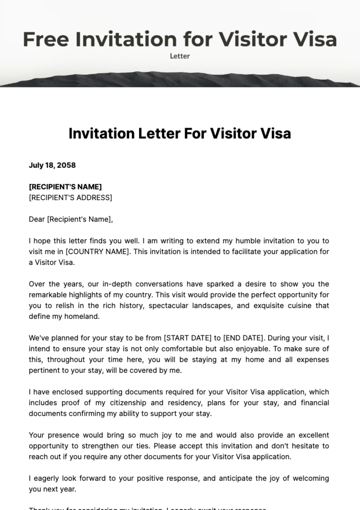 Invitation Letter For Visitor Visa Templates Edit Online Download 