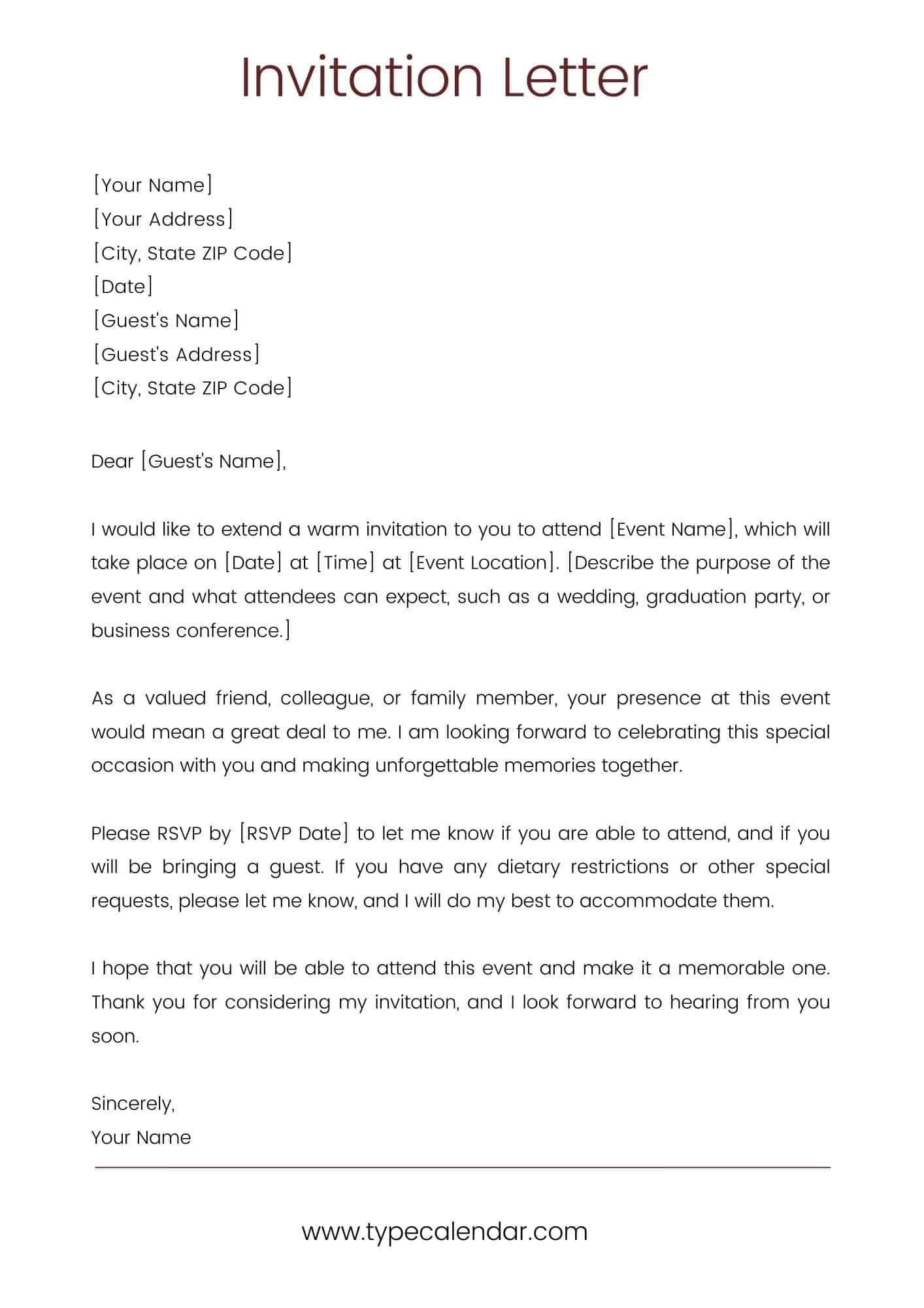 Invitation Letter Template Invitation Letter For Even Vrogue co