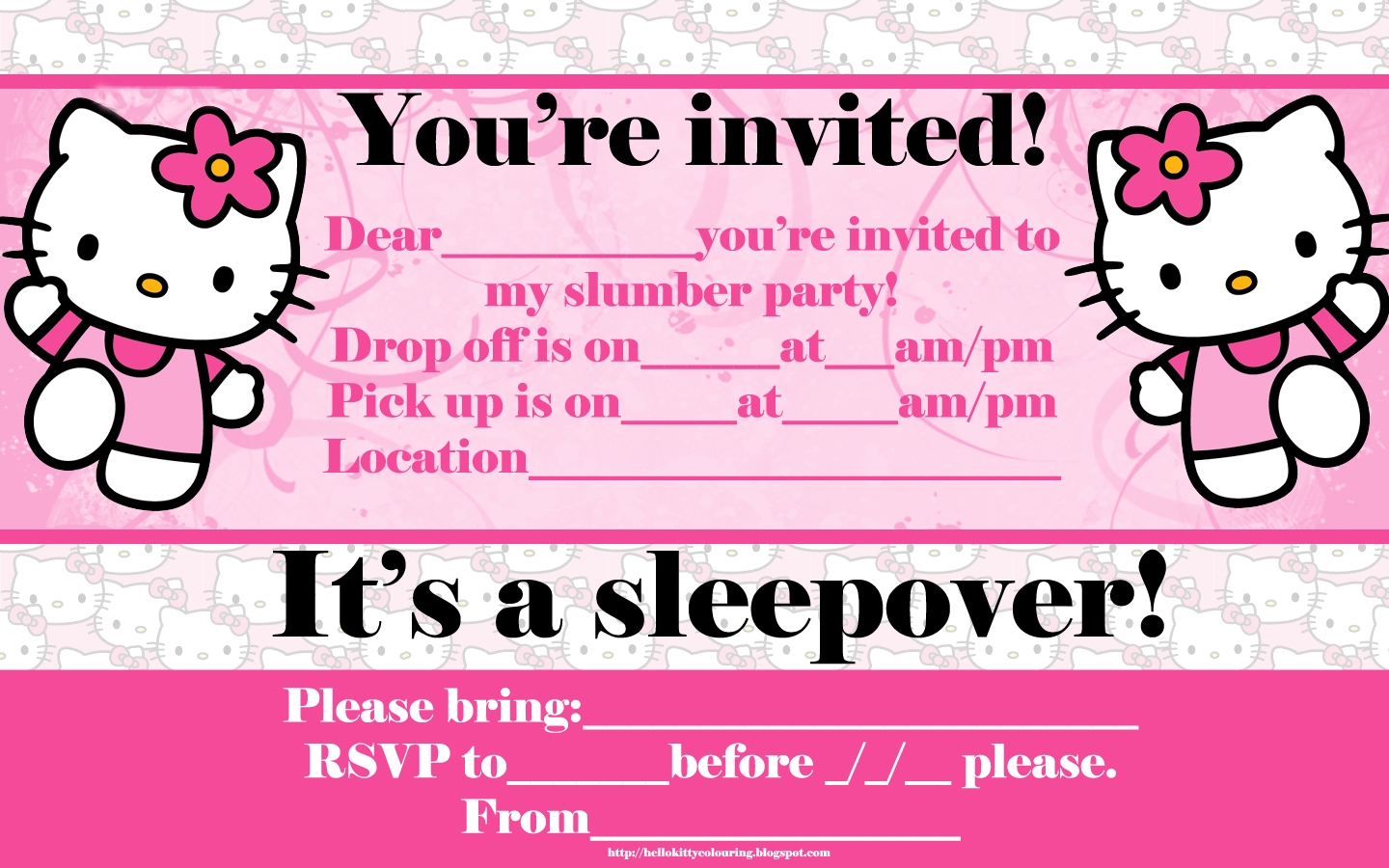INVITATIONS FOR SLEEPOVER PARTY