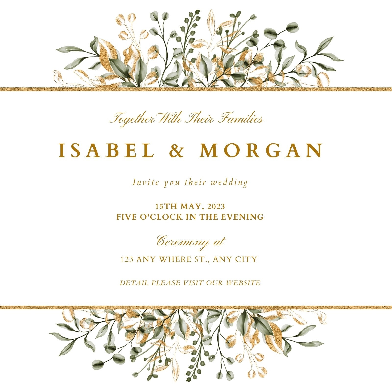 Invitations Invitations Paper Editable Template Minimalist Wedding 