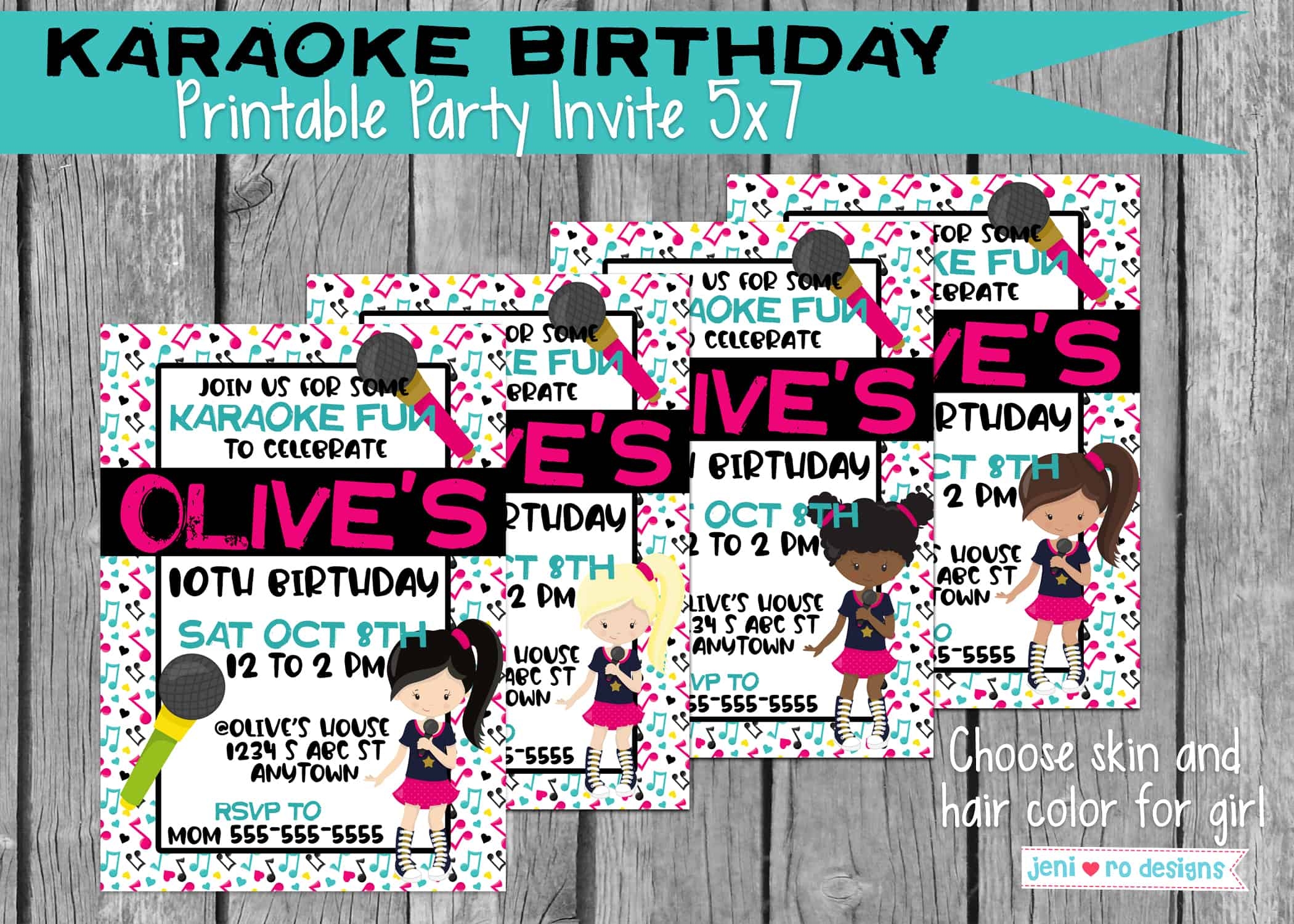 Karaoke Birthday Printable Party Invitation Party Invite Karaoke 