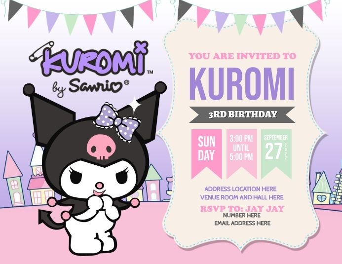 Kuromi Birthday Invitation Template Free