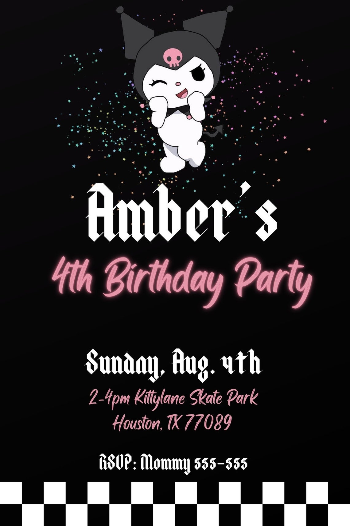 Kuromi Birthday Invitation Template Free Prntbl 