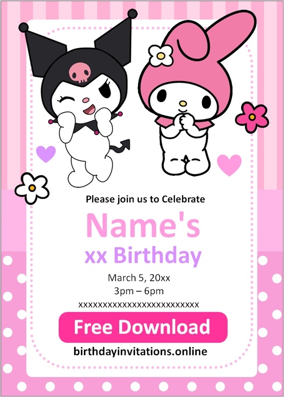 Kuromi Birthday Invitation Template Free Prntbl 