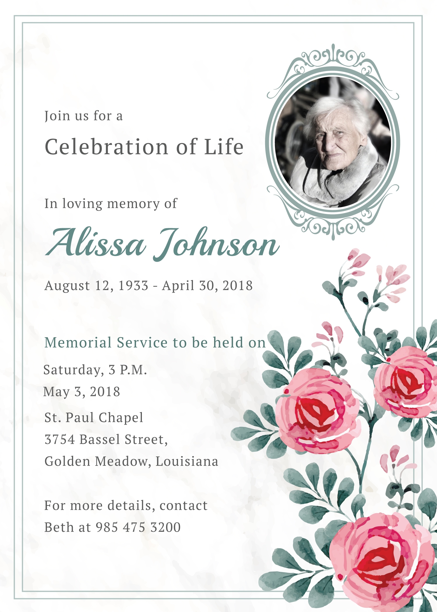 Memorial Service Invitation Template In Adobe Illustrator Photoshop 