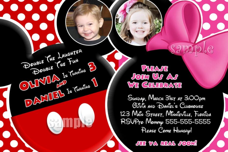 Mickey And Minnie Mouse Invitation Template