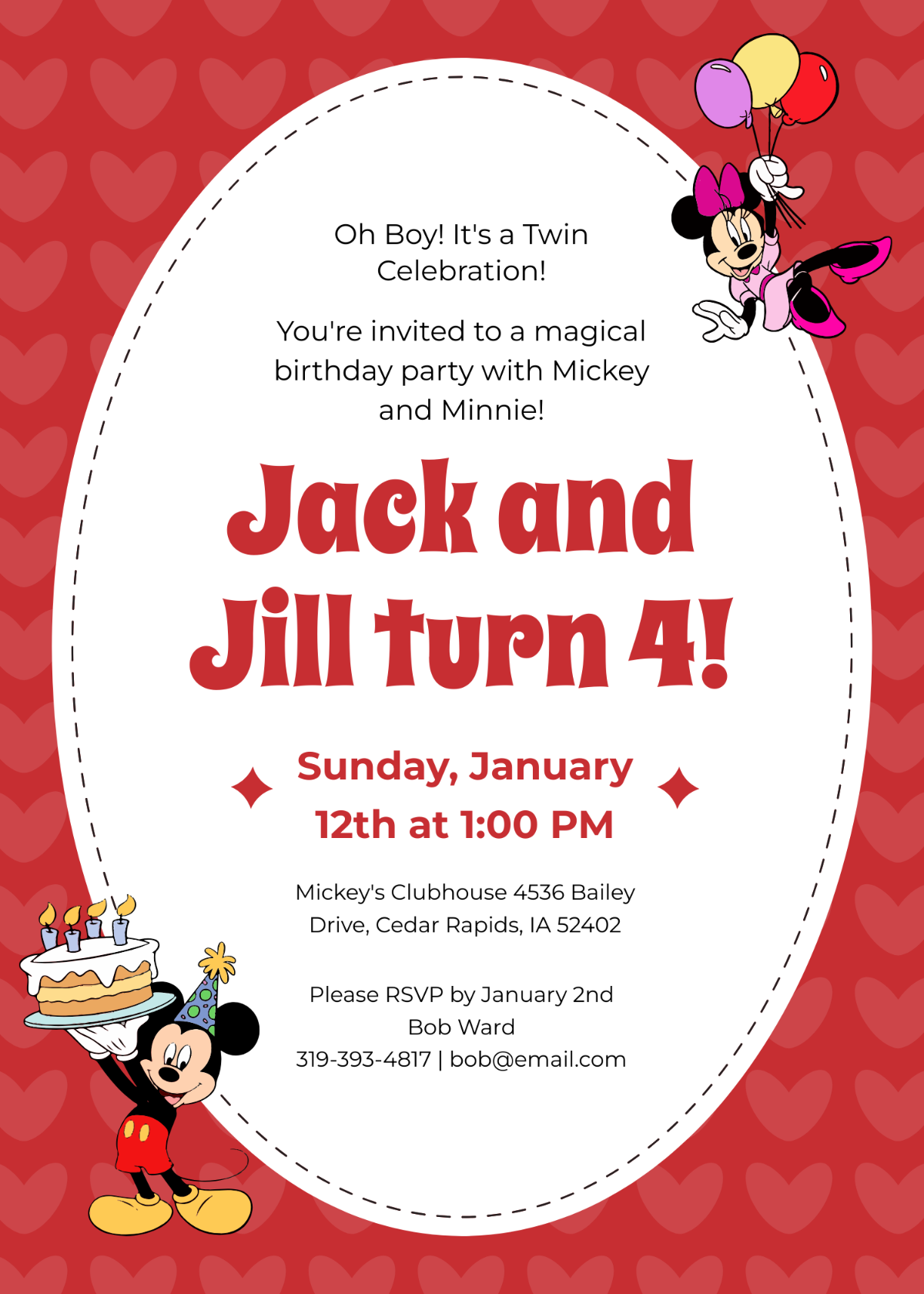 Mickey And Minnie Mouse Photo Birthday Invitations Free Infoupdate