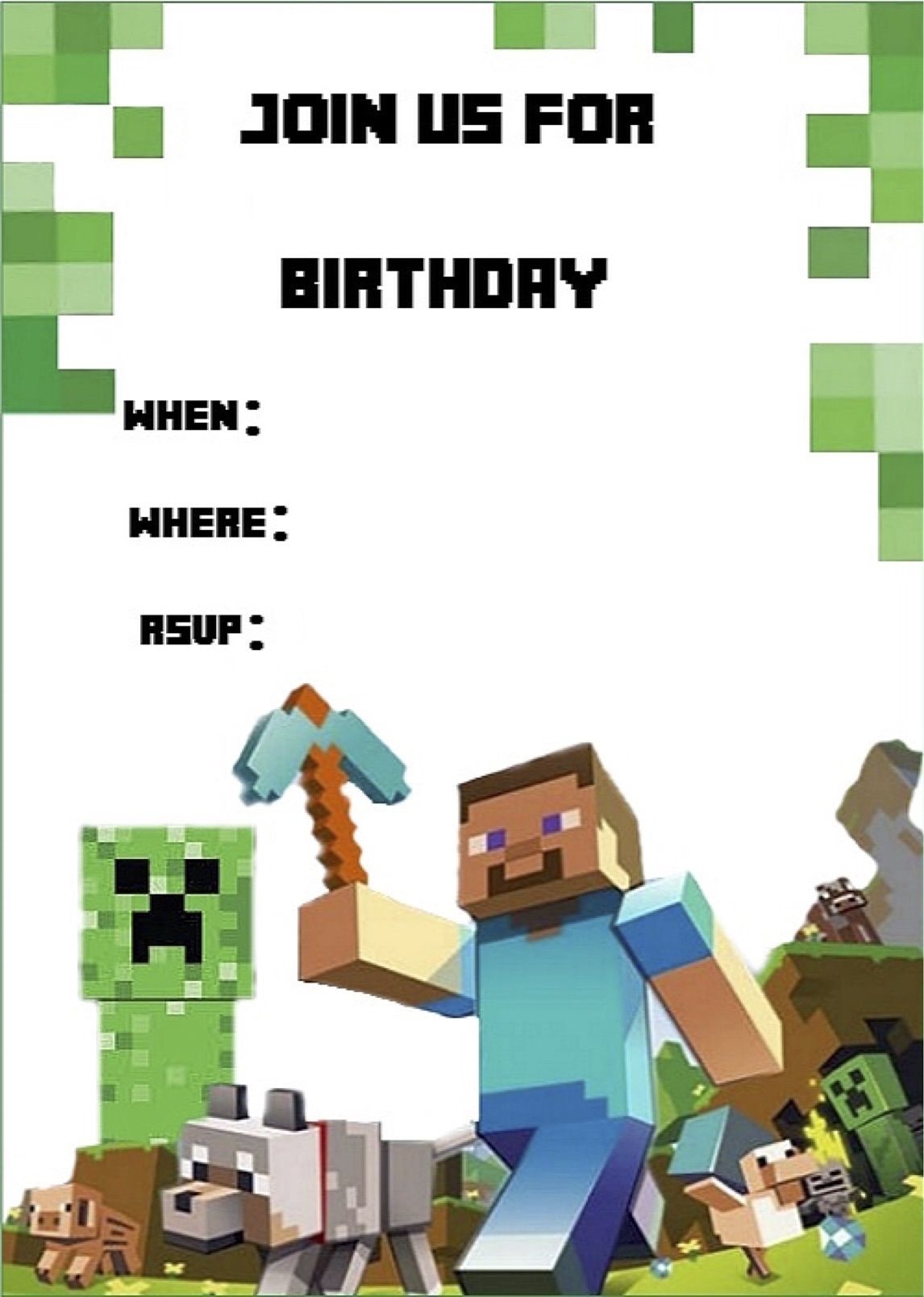 Minecraft Party Invite Template Free