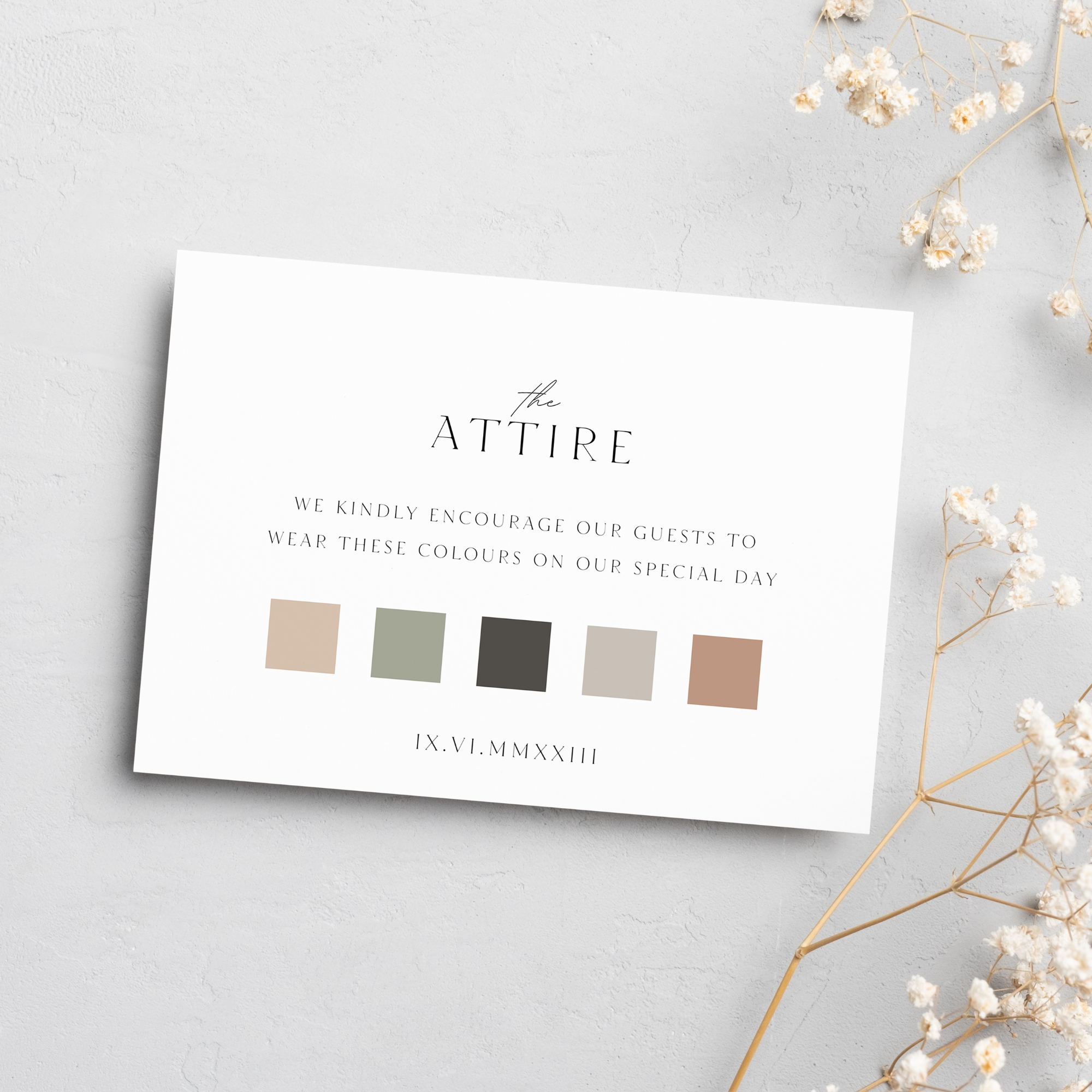 Minimalist Wedding Dress Code Card Template Editable Simple Wedding 