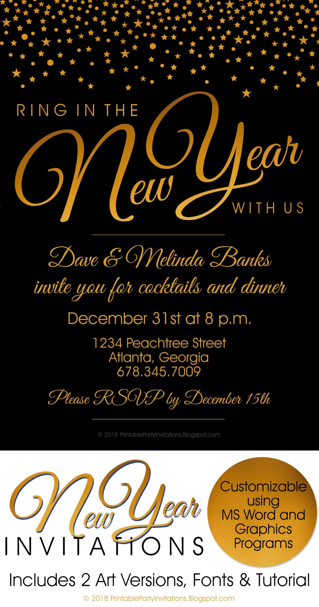 New Year Party Invitation Template Free Social Media Template