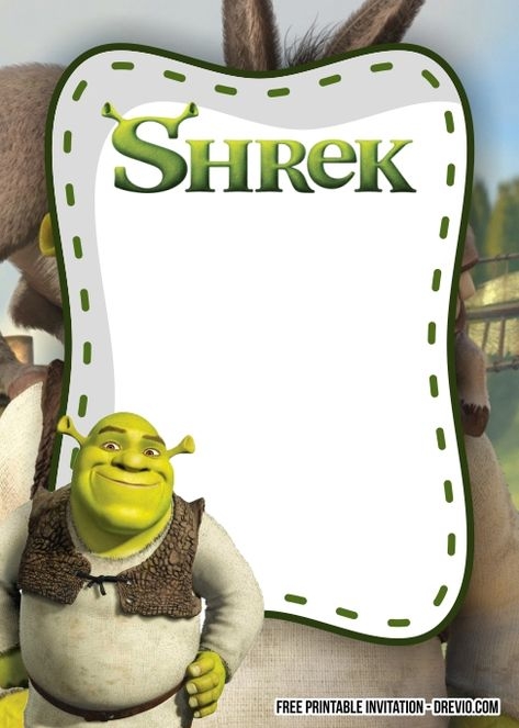 Nice FREE Printable SHREK Invitation Templates free 
