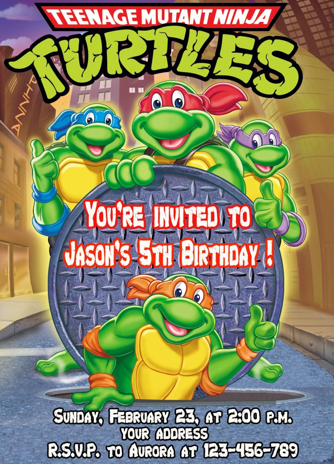 Ninja Turtle Invitation Template