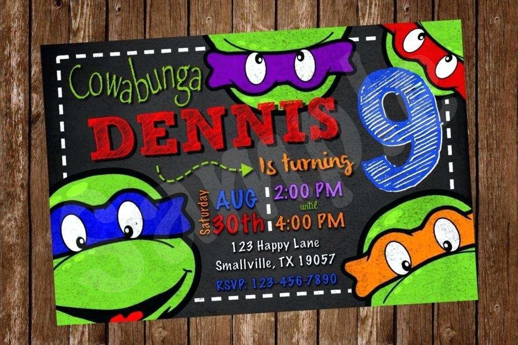 Ninja Turtle Party Invitation Template Free Cards Design Templates