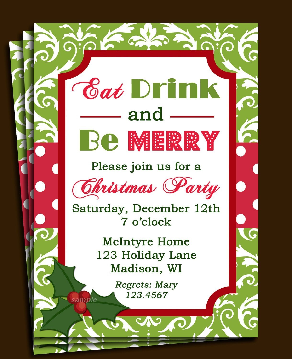 Office Christmas Luncheon Invitations