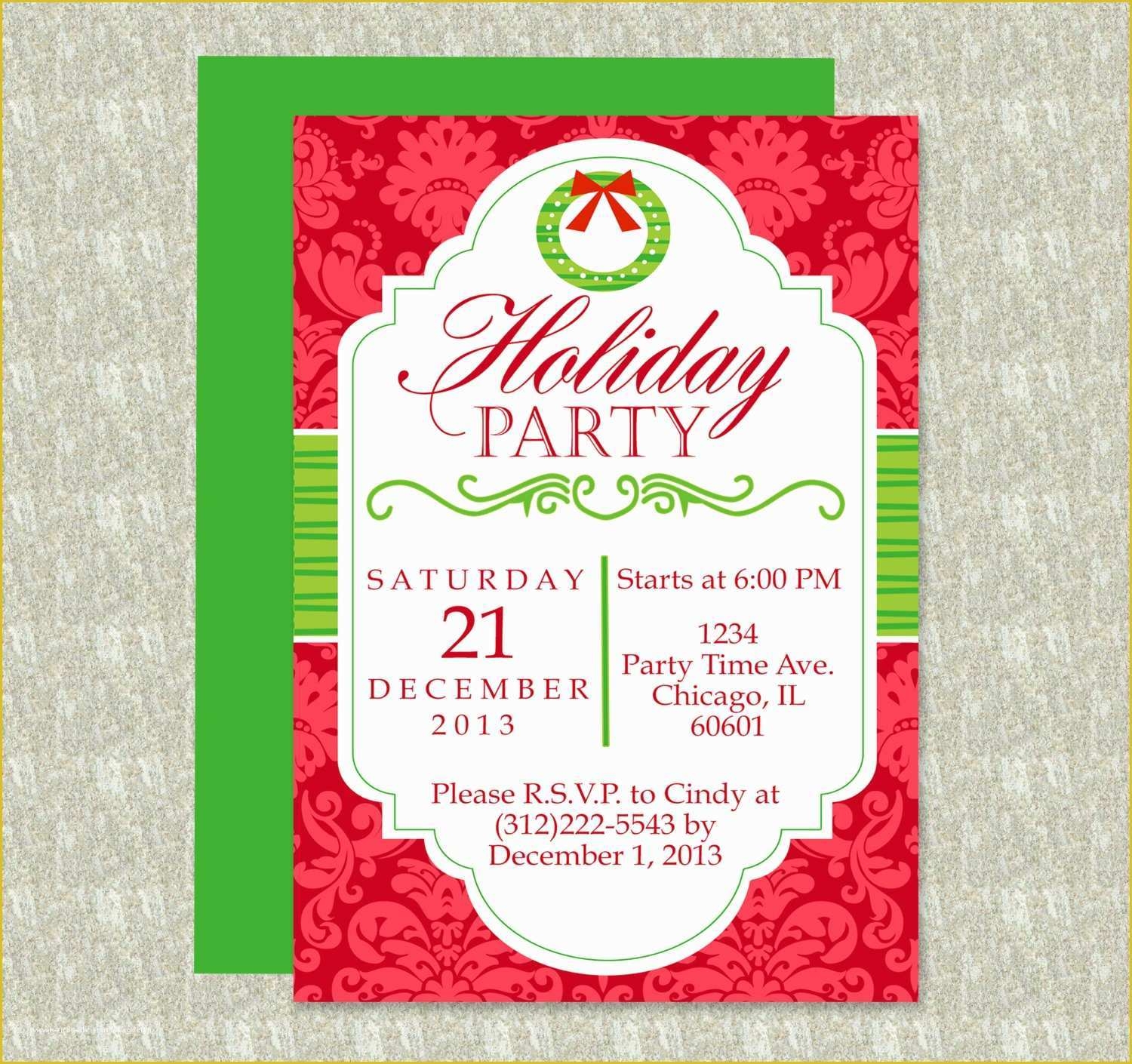 Office Christmas Party Flyer Templates Free Of Holiday Party Invitation 