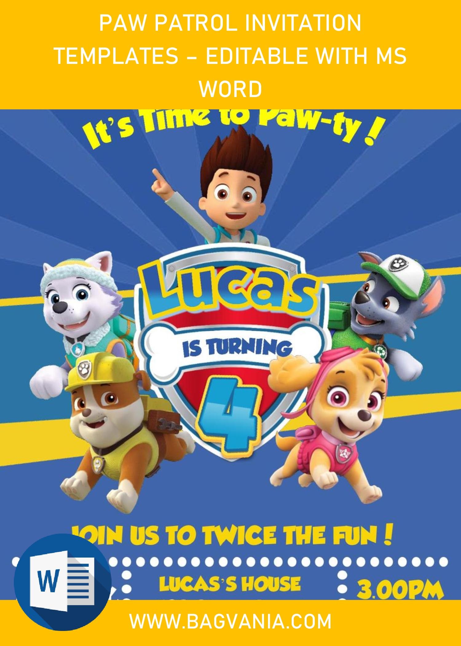 Paw Patrol Invitation Paw Patrol Birthday Invitation Birthday Images 