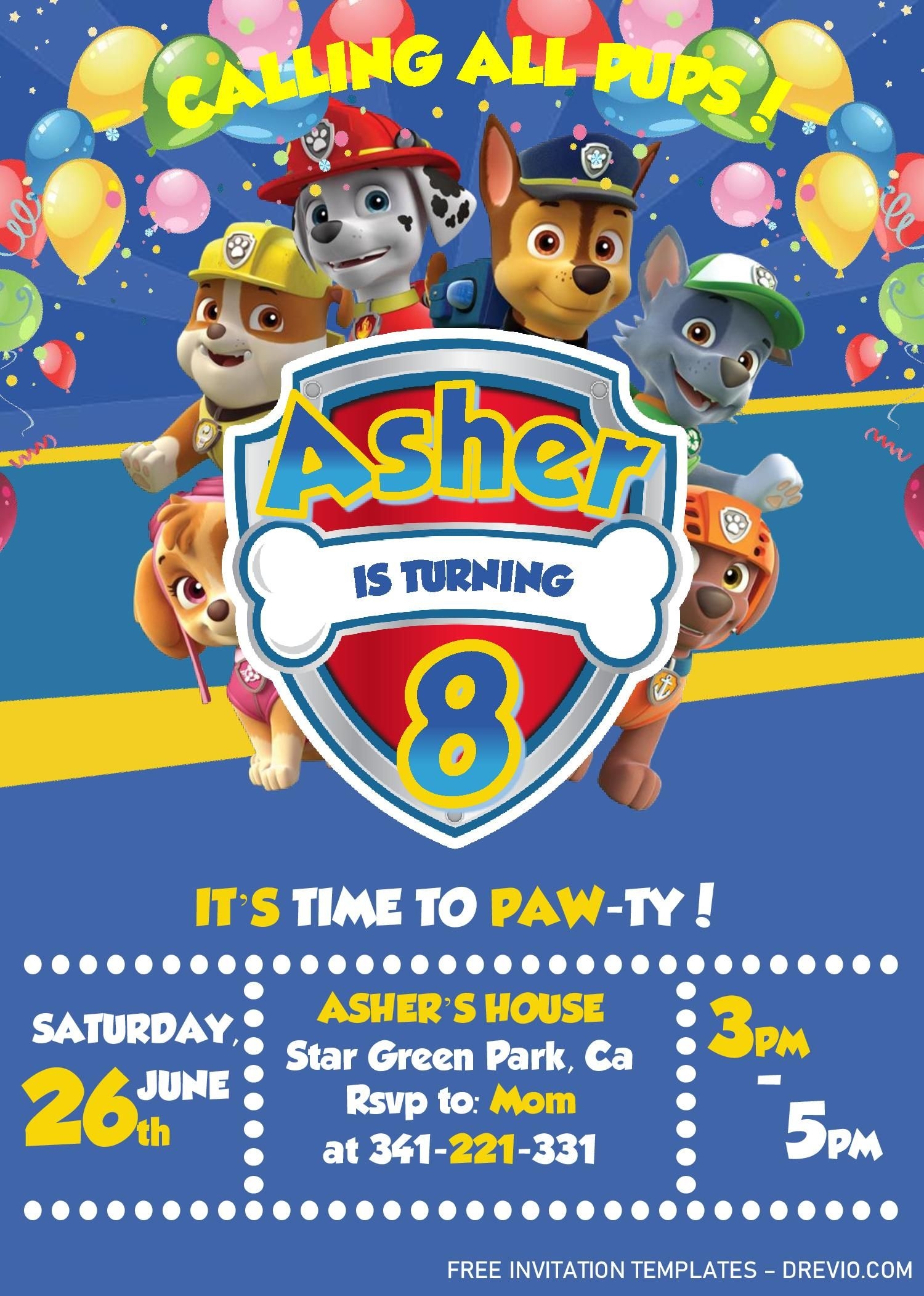 Paw Patrol Invitation Templates Free Download Printable Word Searches