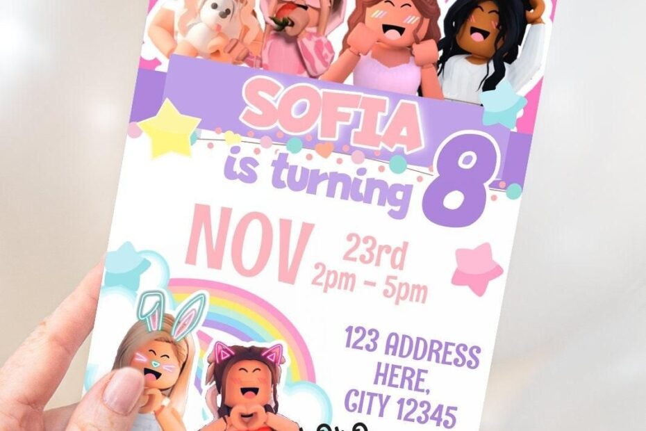 Perfect Roblox Birthday Invite Girl Invitations Birthday Template