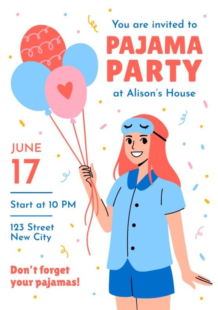 Personalize Online This Hand drawn Cute Alison 39 s Pajama Party 