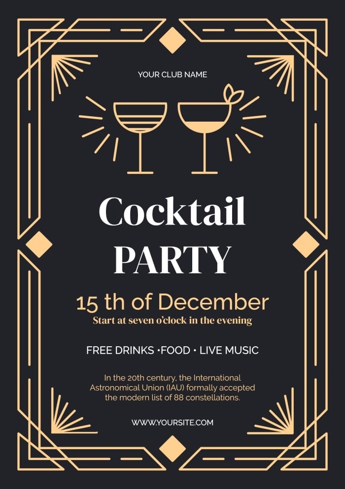 Personalize Online This Ornamental Vintage Cocktail Dinner Party 