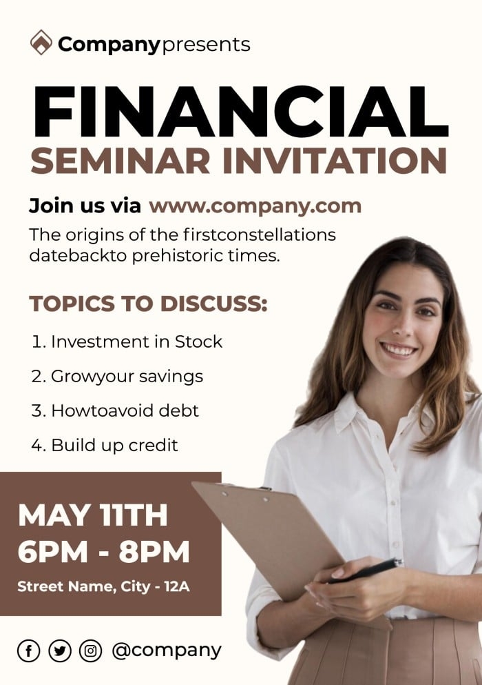 Personalize This Professional Business Financial Seminar Invitation 
